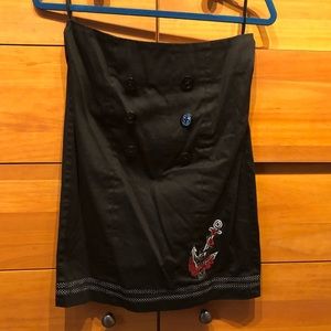 Pinup Black pencil skirt with anchor design